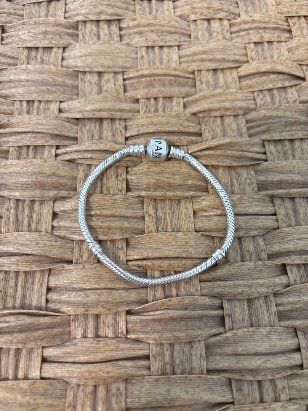 Pandora Silver Snake Chain Bracelet with Logo Clasp